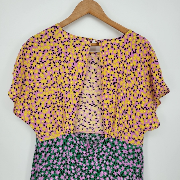 Topshop women's micro ditzy floral maxy dress 10 short sleeve ruffle hem - Picture 6 of 10